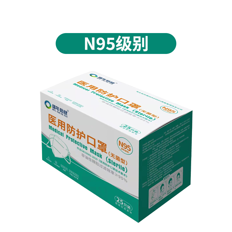 [上海专供]瑞年倍健N95口罩1箱共1000支(25支/1盒)