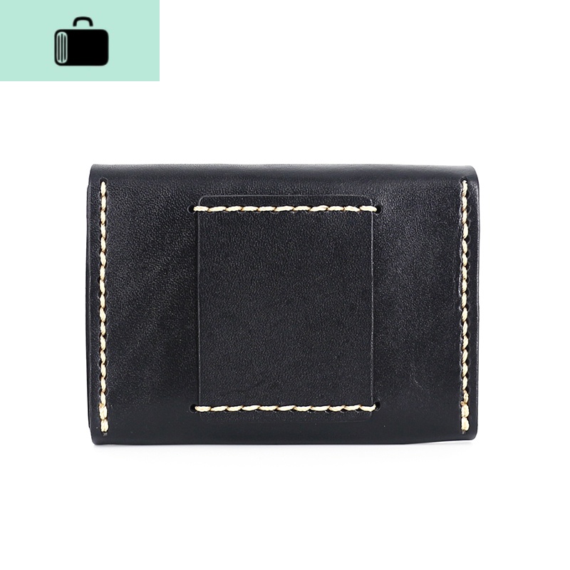日韩原创植鞣牛皮小卡手工缝线名片包女复古驾驶证零钱包男NEW LAKE 黑色（穿腰带款）