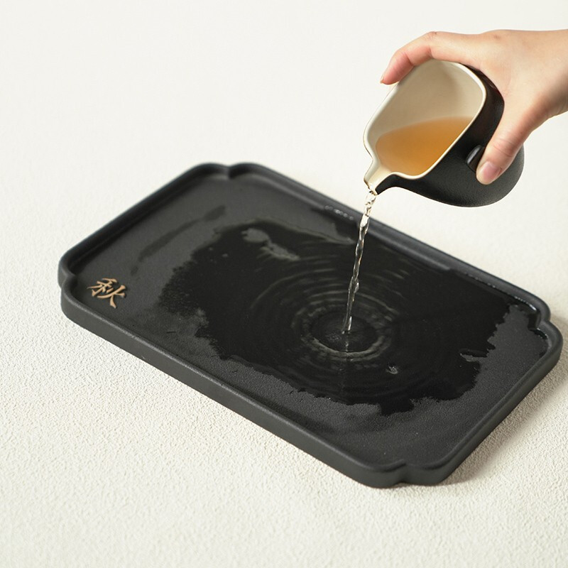 万仟堂(EDENUS)四方团圆·成套茶具黑铁釉(一壶一海一盘四杯)高清大图