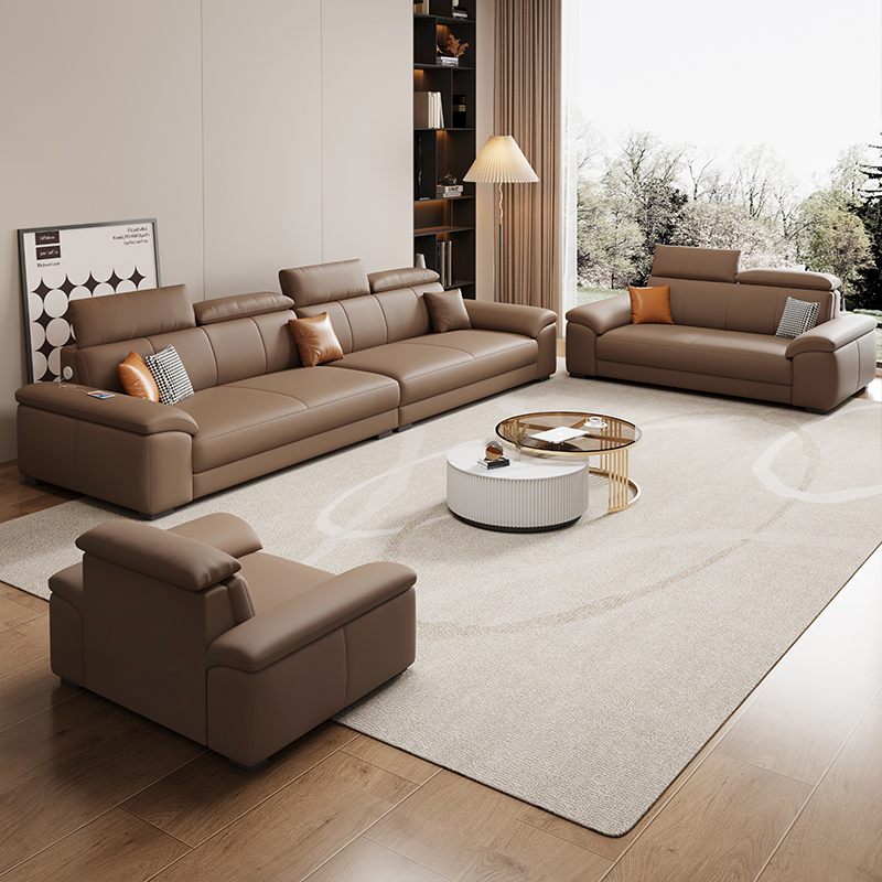 欧梵森意式轻奢极简真皮沙发客厅大小户型简约现代头层生态皮艺贵妃