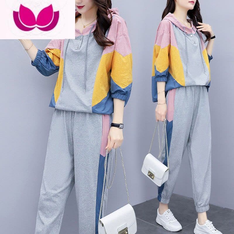 七斓装休闲宽松套装女士2023新款大码时尚时髦洋气运动服图片