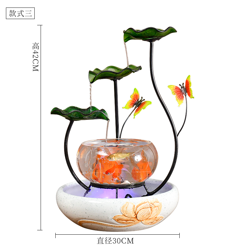 小型循环流水喷泉创意鱼缸装饰招财客厅玄关电视柜旁桌面加湿摆件
