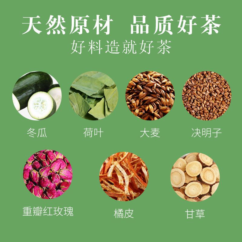 [买2送1 买3送2]谯韵堂 冬瓜荷叶茶120g脂流茶袋泡茶玫瑰花决明子大麦冬瓜荷叶甘草橘皮组合花草茶