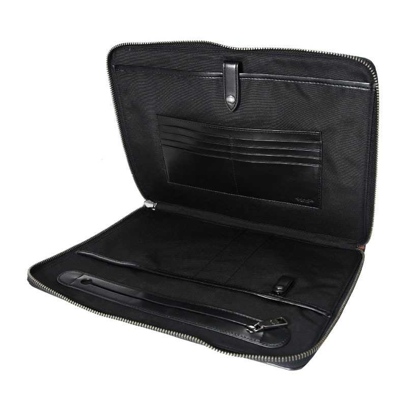 coach蔻驰奢侈品欧美时尚男士手拿包棕色皮革大号手包