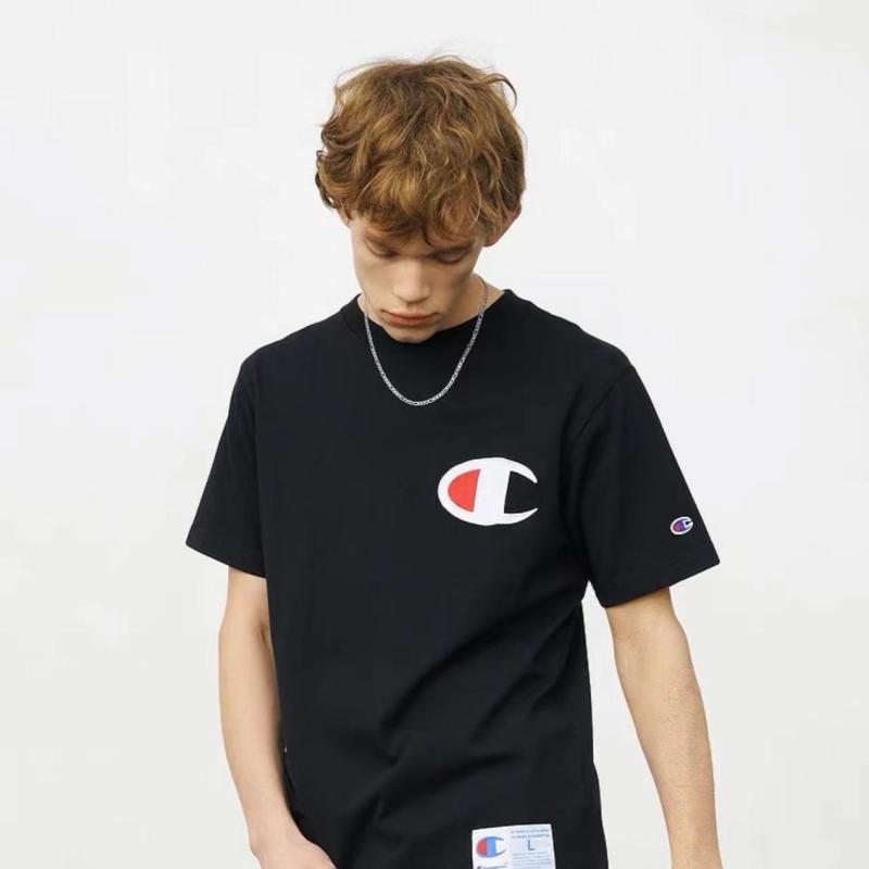 champion冠军夏季刺绣大c短袖潮流男女纯棉t恤宽松休闲运动衫