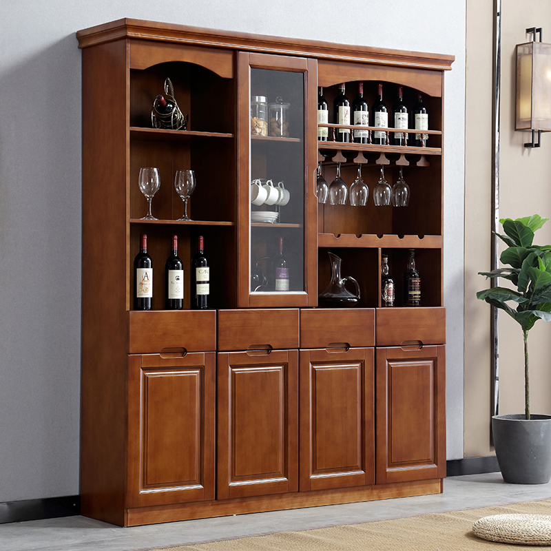 青木川客厅餐厅实木酒柜餐边柜一体靠墙四门大容量红酒柜展示柜玄关柜
