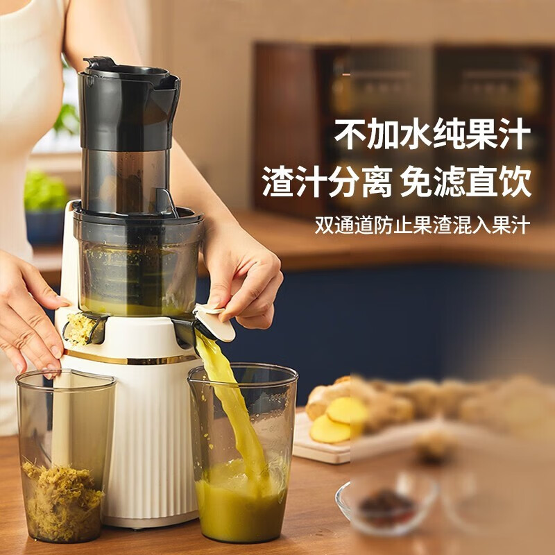 大宇(DAEWOO)原汁机大口径渣汁分离鲜榨水果电动榨汁料理机BM07 象牙白[配接汁杯+接渣杯+清洁刷]高清大图
