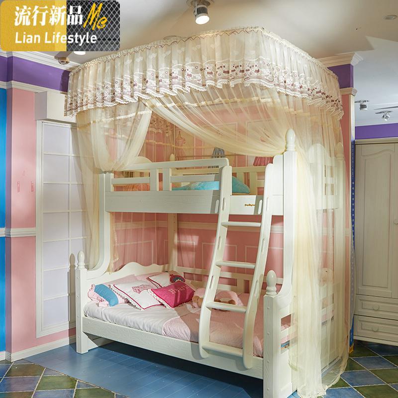 家用上下铺双人母子床双架床上下床蚊帐子母床蚊帐下铺1.5米1.