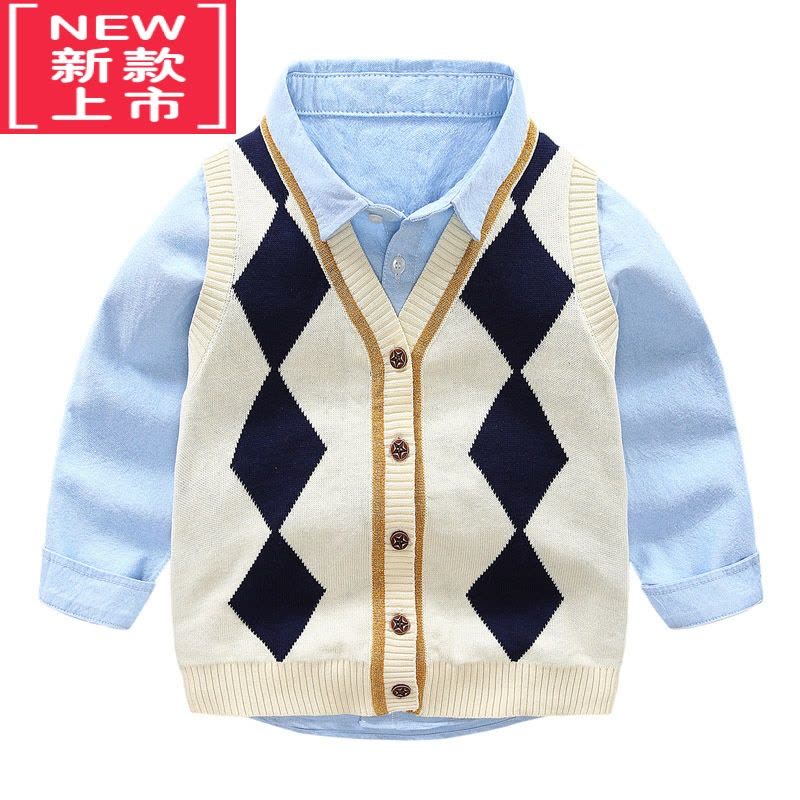 可莉允男童马甲春秋秋季童装儿童休闲背心宝宝针织开衫坎肩毛衣图片