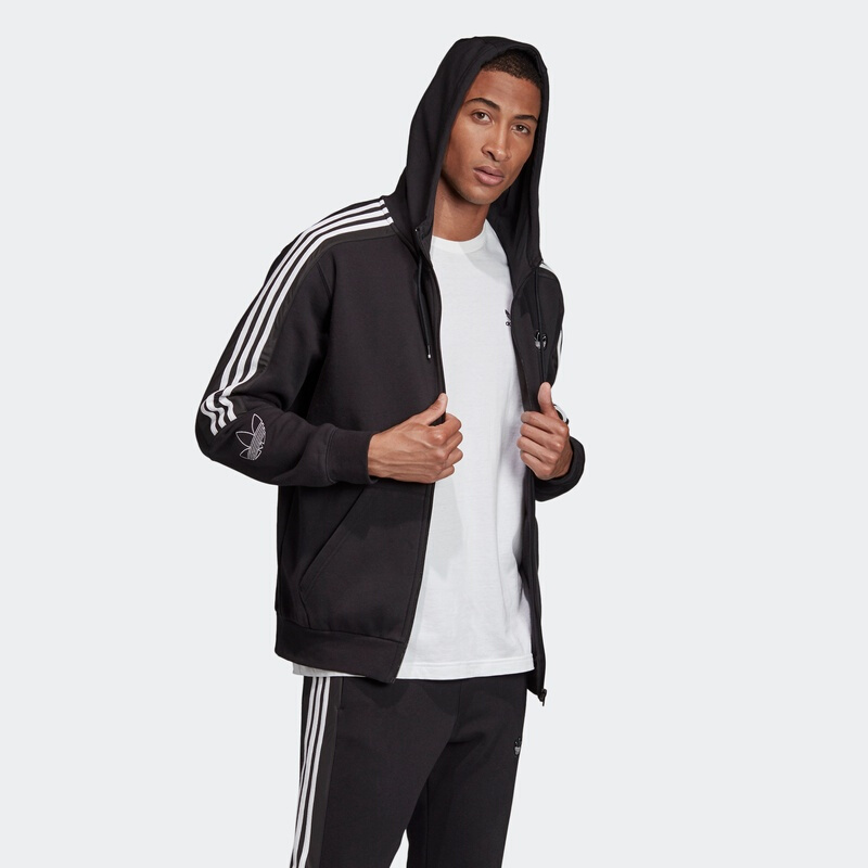 阿迪达斯 adidas 三叶草 OUTLINE FZH FLC男装连帽外套ED4693