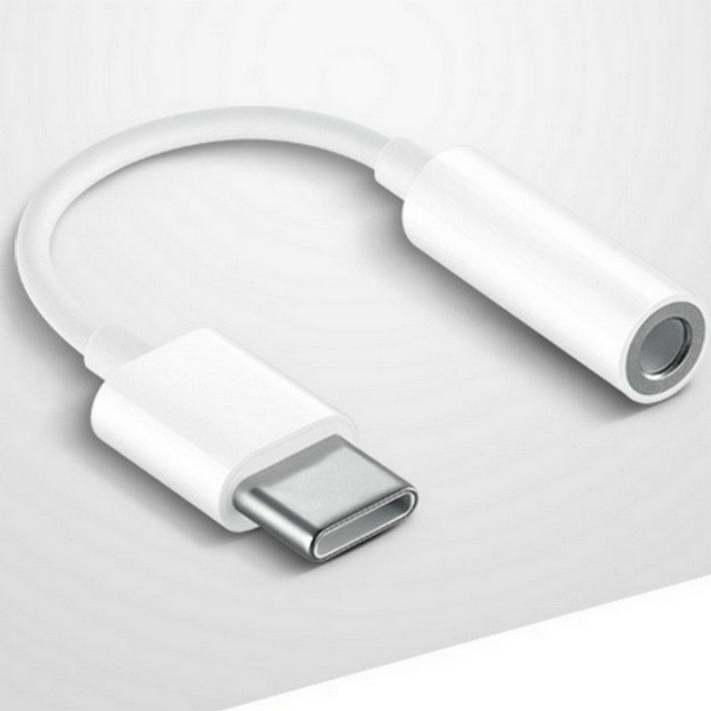 适用小米华为三星手机type-c转接线 3.5mm耳机音频转接转换器 白色报