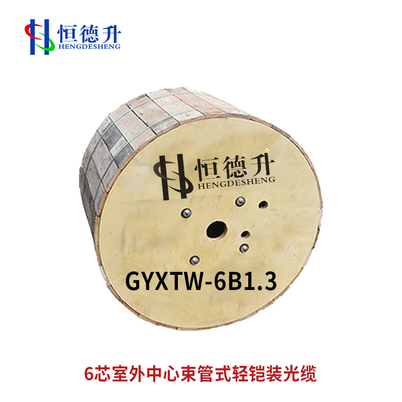 恒德升 HDS-A497S-GYXTW-6B1.3-500M 中心束管式轻铠装光缆 单模6芯 7mm外径黑色500米高清大图