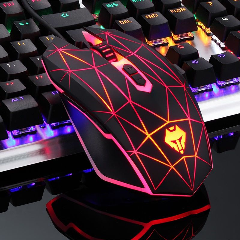 牧马人电脑机械游戏鼠标有线吃鸡发光静音电竞usb台式笔记本通用