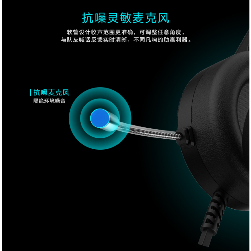 雷神(ThundeRobot) H31头戴式游戏耳机 7.1声道 电脑耳机带麦 电竞耳机 网课耳机 吃鸡耳机 七彩灯效