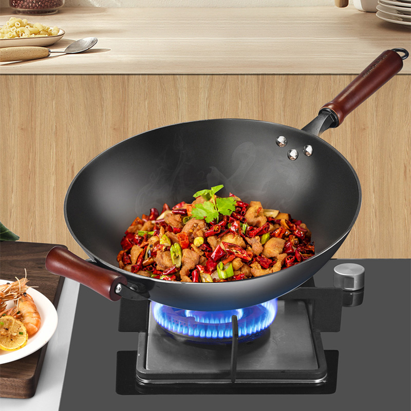 康巴赫炒锅34cm耐腐蚀耐高温可悬挂平底带附耳KGQ-C34P高清大图