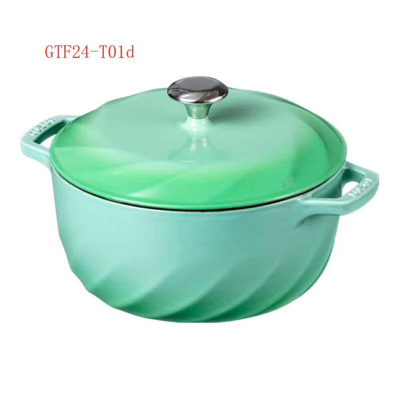 格力 珐琅锅双耳汤锅24cm铸铁锅炖锅煮饭锅 珐琅釉永不变色 摩卡绿 GTF24-T01d高清大图