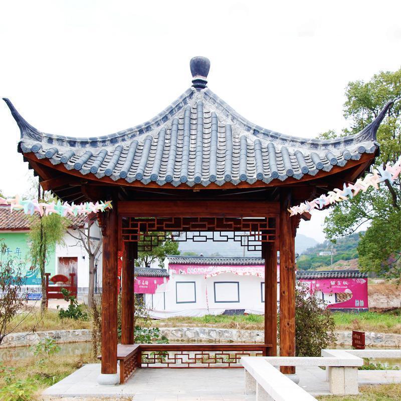 人凉亭户外别墅庭院四角六角古建实木碳化防腐木屋花园仿古中式亭子