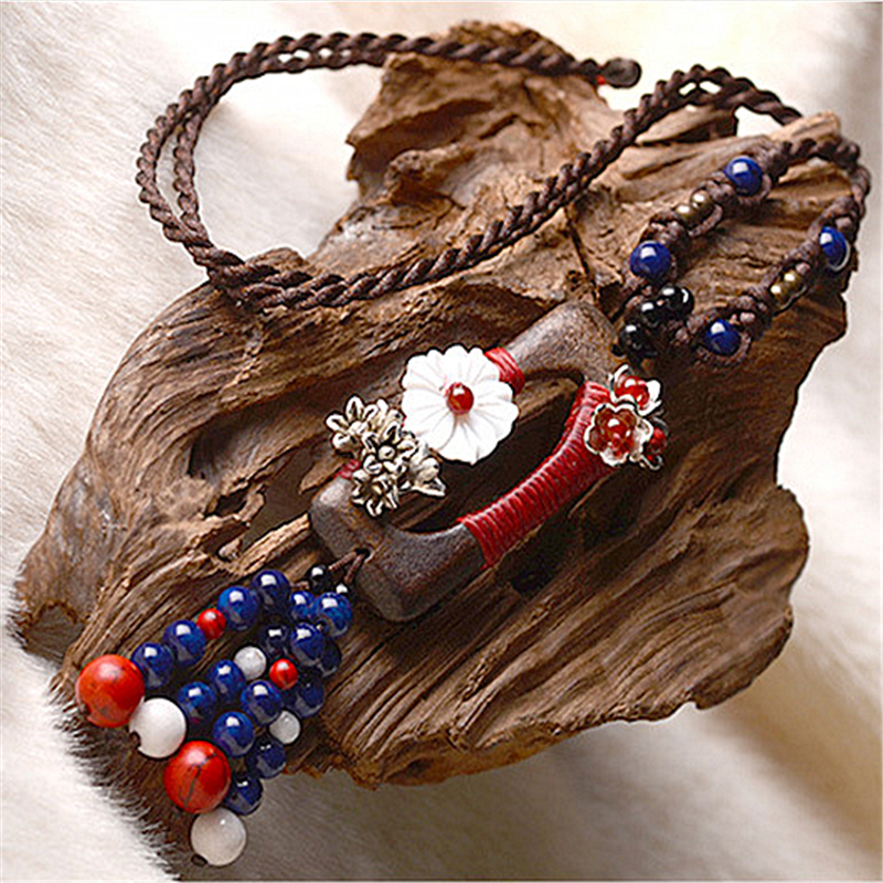 民族风项链坠女佛珠波西米亚风格长项链饰品百搭贝壳花衣服配饰送女