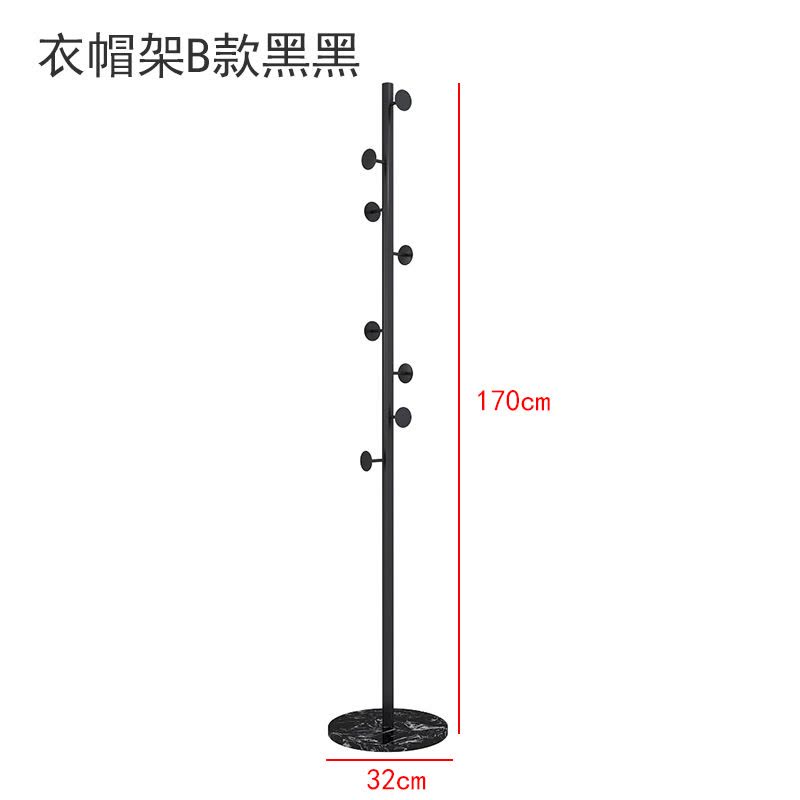家用衣帽架落地大理石挂衣服架子简约晾衣架房间收纳架挂包架定制 衣帽架B款黑色中图片