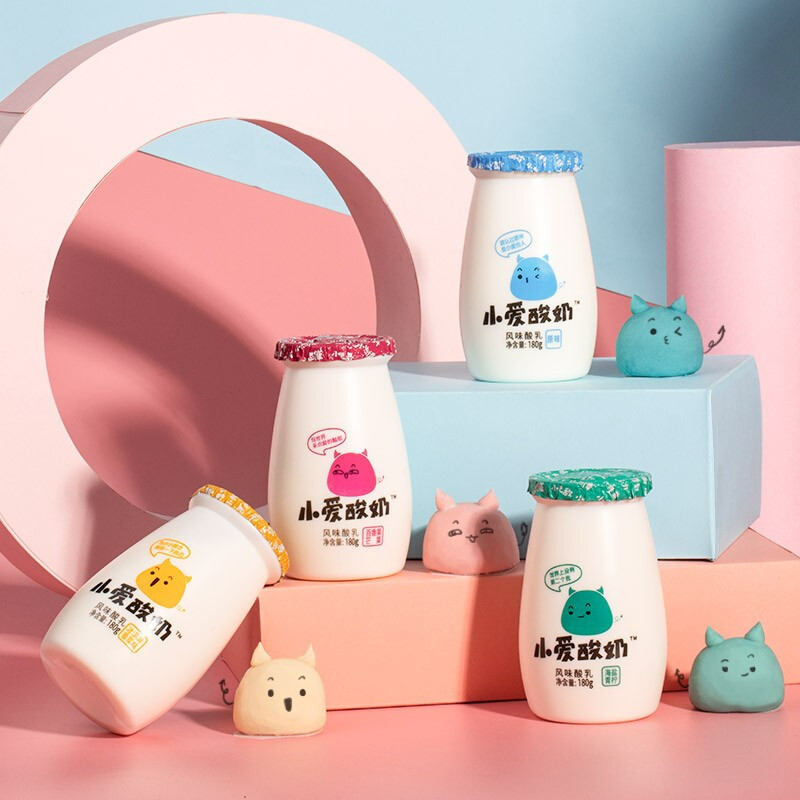 皇氏乳业小爱低温酸奶180g*12瓶鲜奶发酵海盐青柠味搭配十万大山纯牛奶儿童学生营养早餐高钙奶200ml*15盒组合