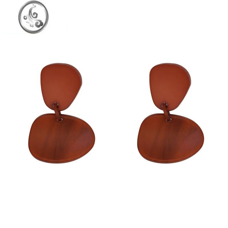 JiMi耳边铛153欧美红色高级感醋酸耳环不规则湖蓝色耳坠银针耳饰耳夹图片