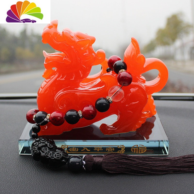 舒适主义貔貅汽车摆件创意水晶香水座可爱车载车内用品饰品麒麟珊瑚红