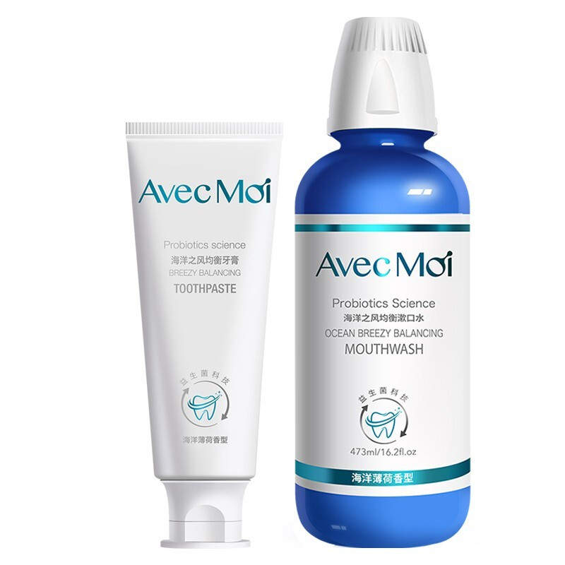 AVEC MOI益生菌海洋之风牙膏100g*1+漱口水473ml*1(TT)