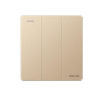 德力西(DELIXI)开关插座面板 CD821系列 三联三开双控开关 香槟金纯平大板