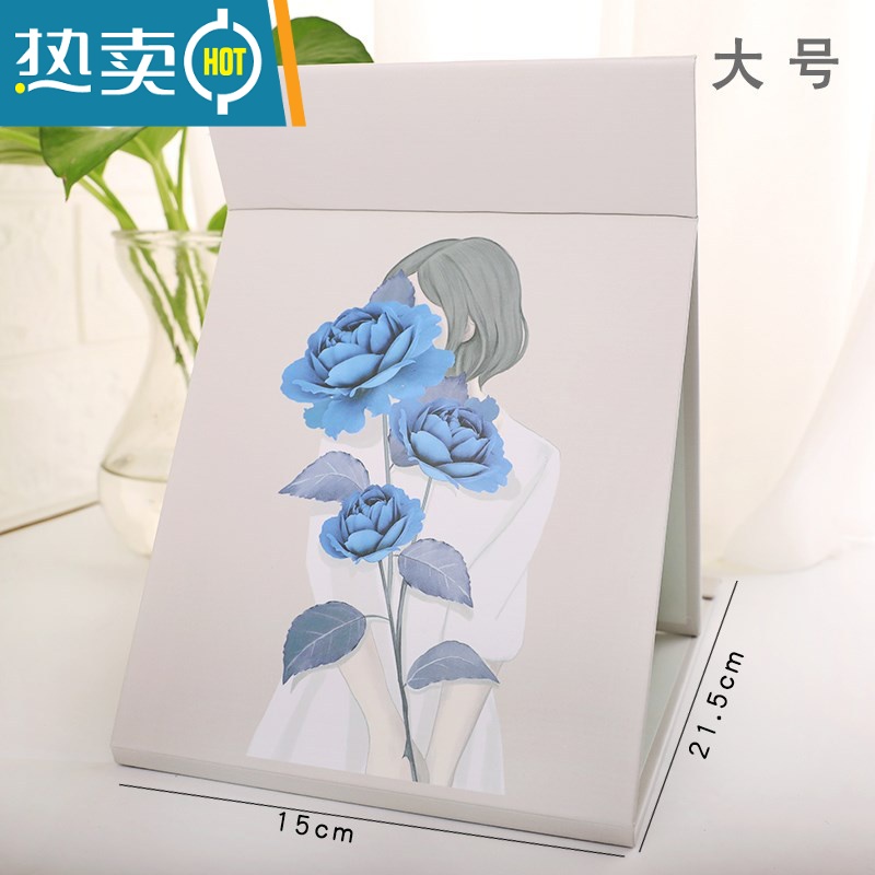 敬平折叠化妆镜桌面镜子家用大号学生宿舍小镜子女随身镜便携梳妆镜 大号加厚款 黄鸭 送口袋镜便携式用镜高清大图