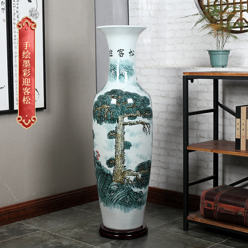 三维工匠景德镇青花陶瓷器落地大花瓶中式家居客厅装饰大摆件乔迁开业