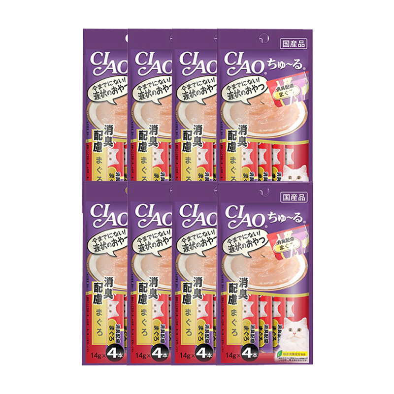 伊纳宝妙好鲜包 CIAO啾噜新品流质肉条成幼猫零食宠物湿粮 金枪鱼（减轻粑粑味）8包
