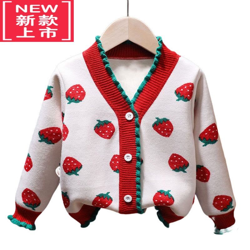 可莉允女童针织衫开衫加绒洋气中小童秋冬季2022新款毛衣外套宝宝上衣潮图片