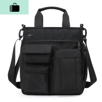 单肩包男手提斜挎电脑包大容量多功能男士防水通勤背包商务公文包NEWLAKE 黑色