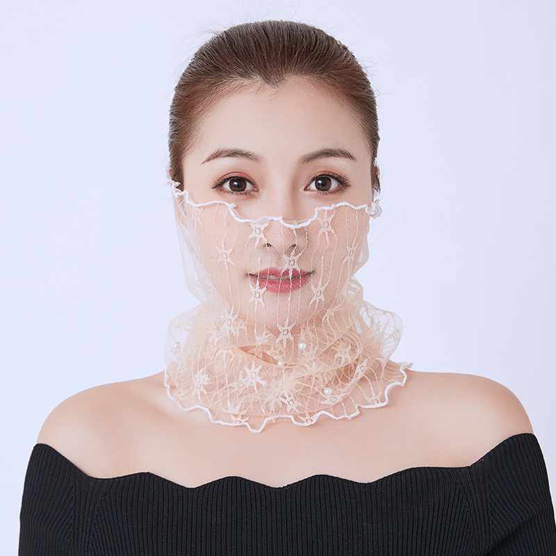 盛世尼曼套脖子面纱夏天防晒围脖女薄纱丝巾围巾百搭护颈脖遮脸脖套夏