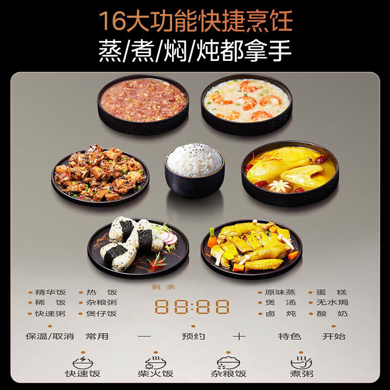 美的 (Midea)电饭煲花瓣IH赤炎炭火家用电饭锅电磁上下双热源立体加热抗菌4L大容量 MB-CFB4078H高清大图