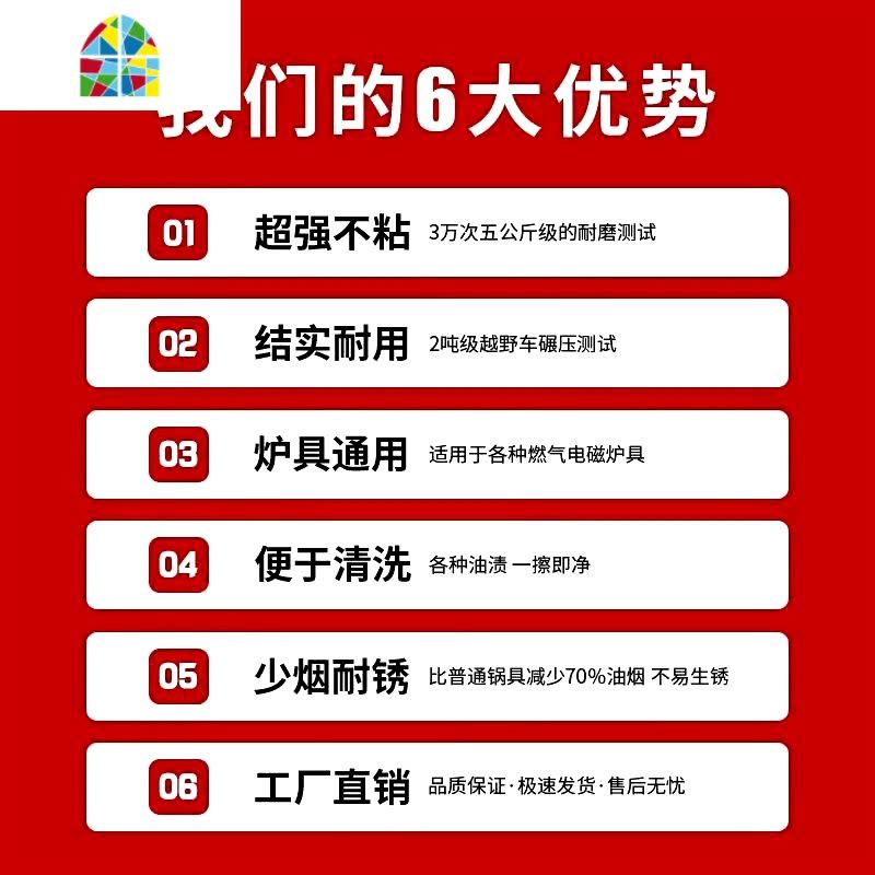 铁锅锅石锅炒锅厚款圆底电锅油烟厨具炒菜锅不粘 FENGHOU 盖+木铲海绵+煎蛋器-UC图片