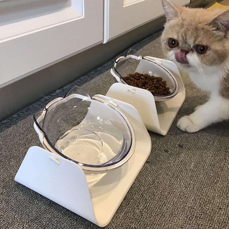 猫饭盆斜口猫碗双碗猫粮碗猫食盆猫盆倾