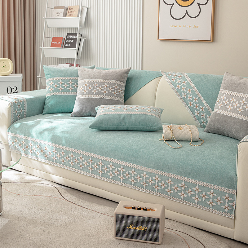 波西米亚风雪尼尔沙发垫四季通用防滑沙发套罩坐垫脚凳靠背盖布