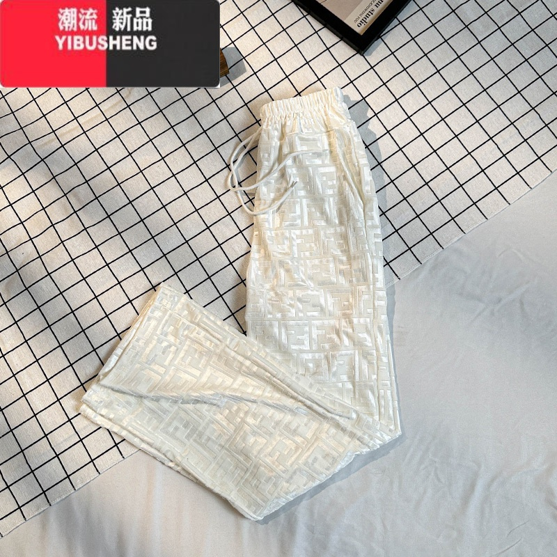 YIBUSHENG炸街裤子女春秋欧货潮牌F字母休闲裤痞帅遛弯垂感高腰冬天阔腿裤