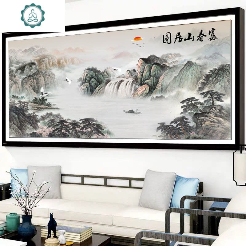 线绣十字绣2019新款客厅满绣全绣山水画风景画富春山居图大幅家用 封后 满绣[纯棉线4股]200x75CM印花图片