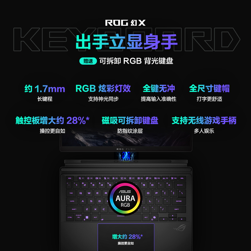 华硕 玩家国度 ROG幻X 2025 锐龙AI MAX 13.4英寸 触控二合一游戏本笔记本电脑(AI MAX+ 395 128G 1T 2.5K 8060S 180Hz)高清大图