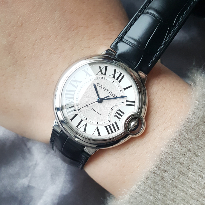 正品cartier卡地亚蓝气球w69017z4自动机械中性表36mm95新