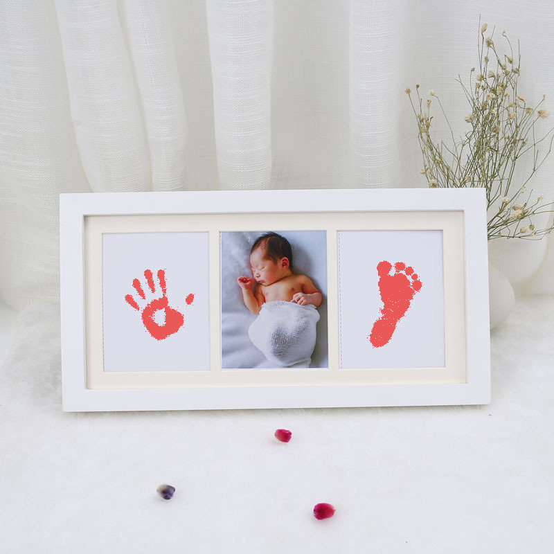 新生儿墨水手脚印小脚丫足印宝宝手印婴儿周岁满月生日礼品纪念黑色墨