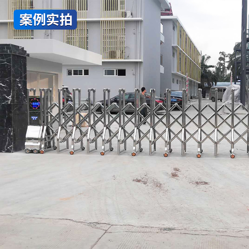 启功智能电动不锈钢伸缩门企业学校工厂智能遥控伸缩大门每米高清大图