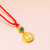黄金码头3D硬金吉祥吊坠足金999祥云坠子节日圣诞新年春节礼物