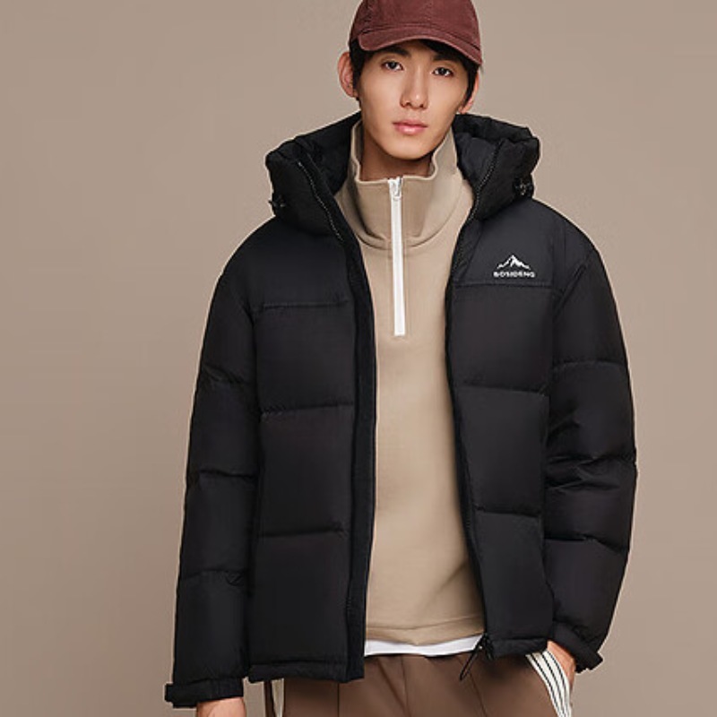 波司登(BOSIDENG)新款男女同款时尚运动连帽百搭宽松休闲外套B250246330 黑色8056尺码190高清大图