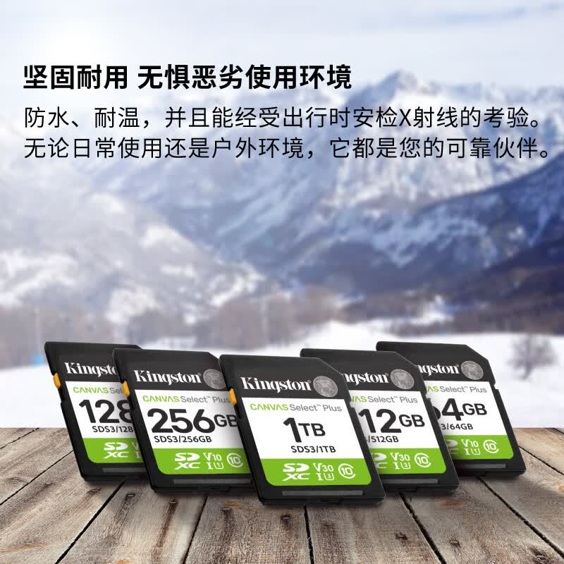 金士顿(Kingston)128GB SD存储卡 U1 V10 相机内存卡 sd卡大卡 高速连拍 读速150MB/s高清大图