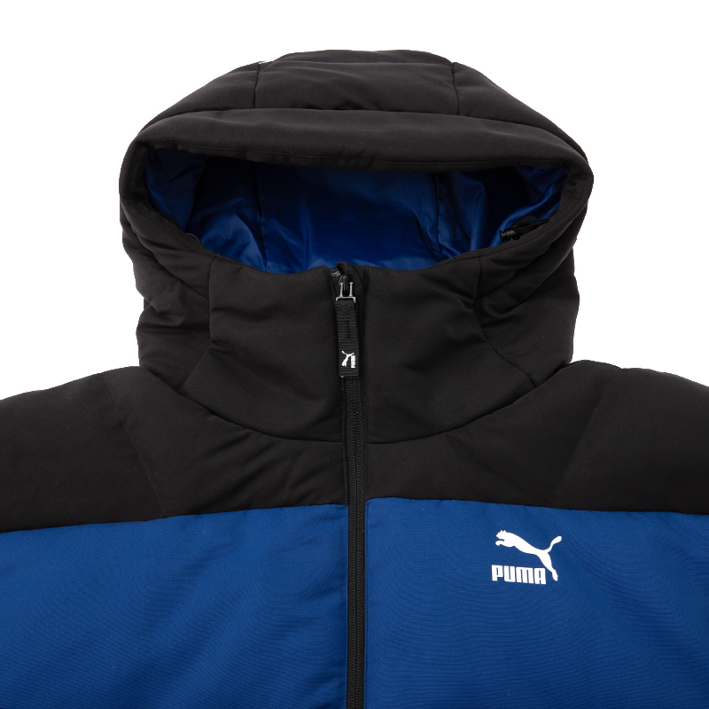 PUMA彪马羽绒服男冬季新款运动服蓝色拼接夹克外套537685-16