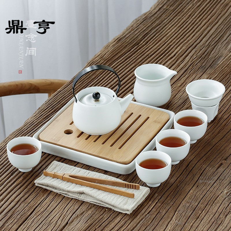 鼎亨陶瓷功夫茶具套装家用茶盘整套日式简约客厅储水干泡茶台茶壶