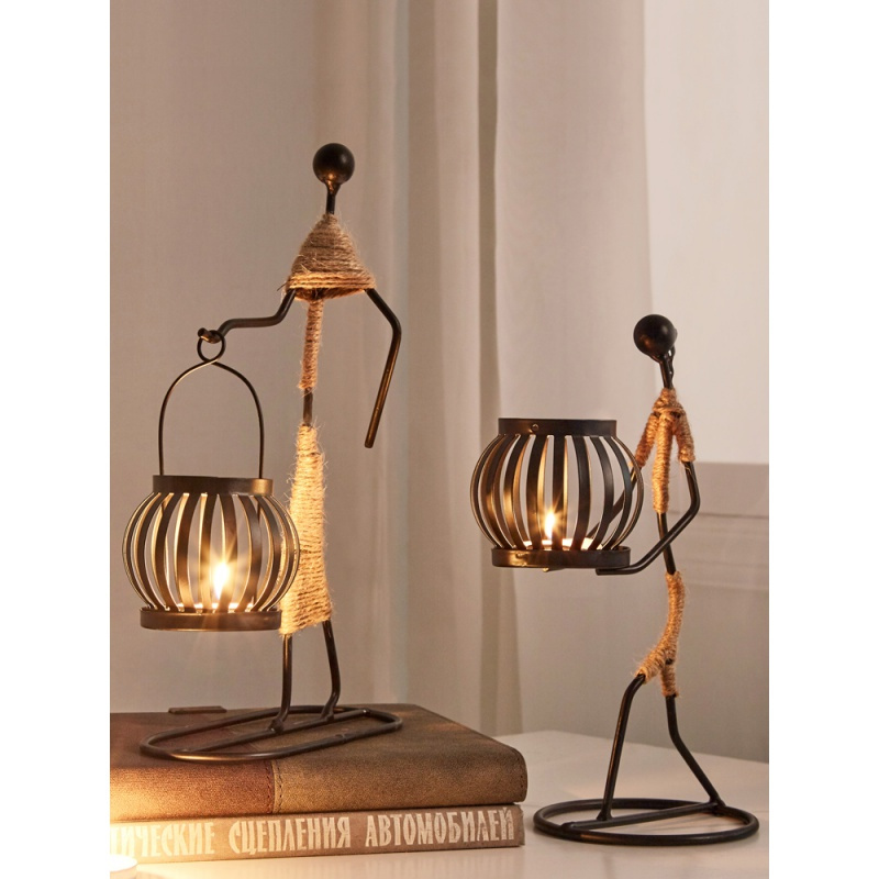 复古铁艺烛台摆件创意家用烛光晚餐道具装饰品个性家居餐桌小摆设女孩